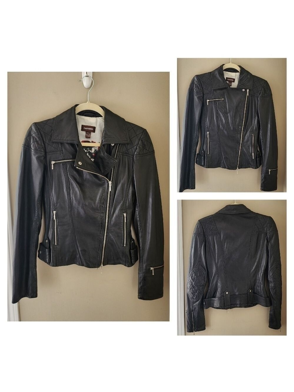 Danier Black Leather Biker Jacket #1814 - Picture 2 of 15